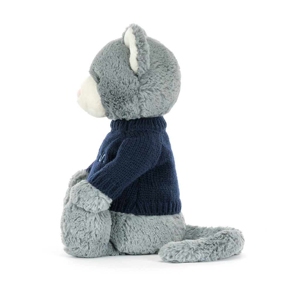 Bashful Kitten with Personalised Navy Jumper - Image 2