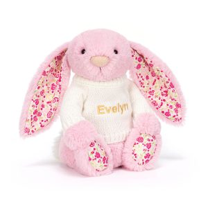Blushkin Blossom Luxe Bunny with Personalised Cream Jumper